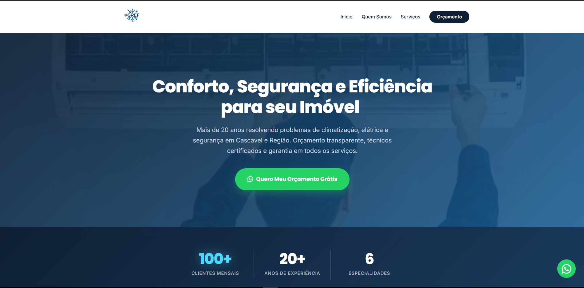 Preview da Landing Page da GREF Elétrica